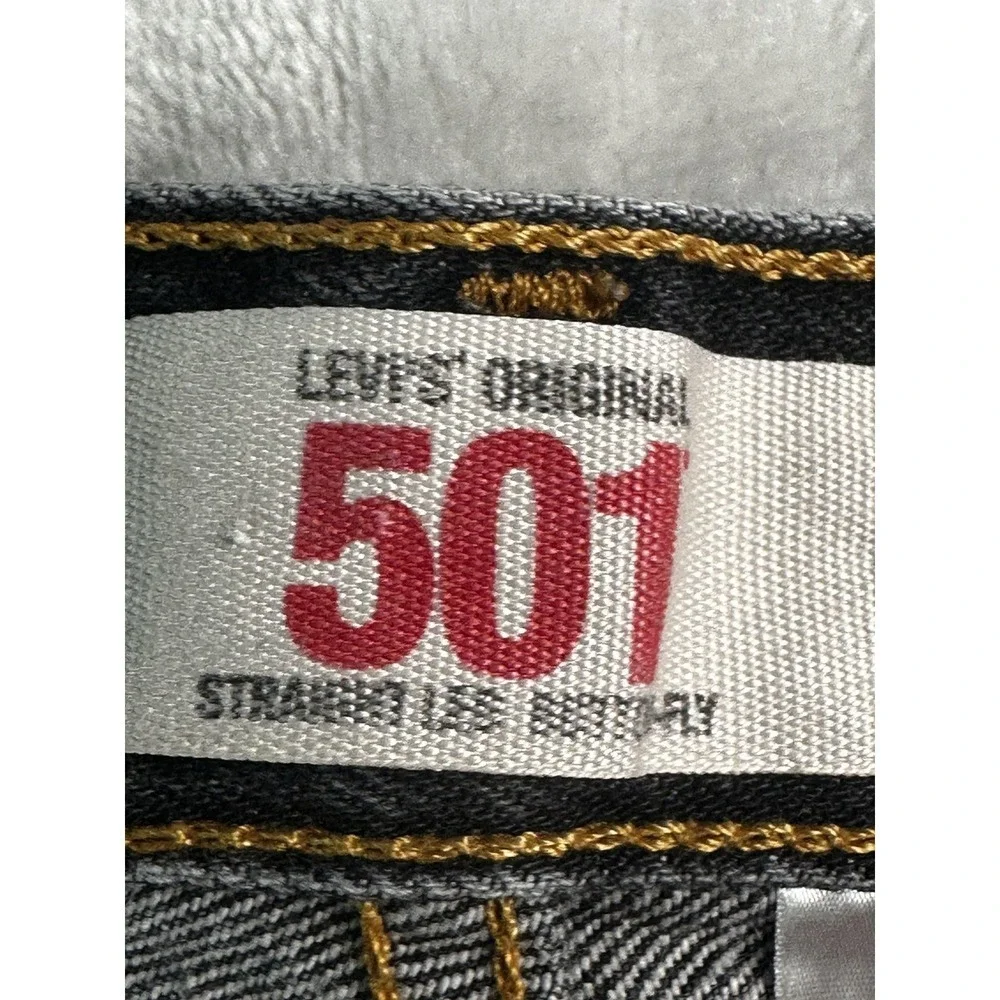 Levis 501 Jean 36x32 Charcoal Black‎ Wallet Fade Button Fly Cotton Y2K